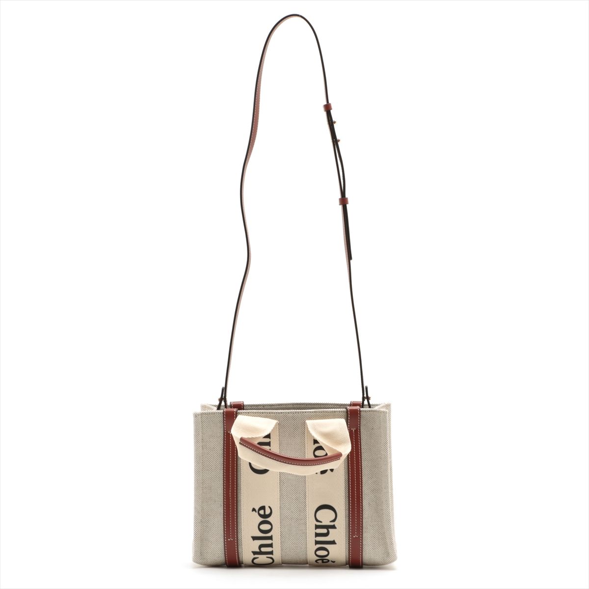 CHLOE Chloe Woody Tote Bag Small in Brown Leather & Linen - Vault 55
