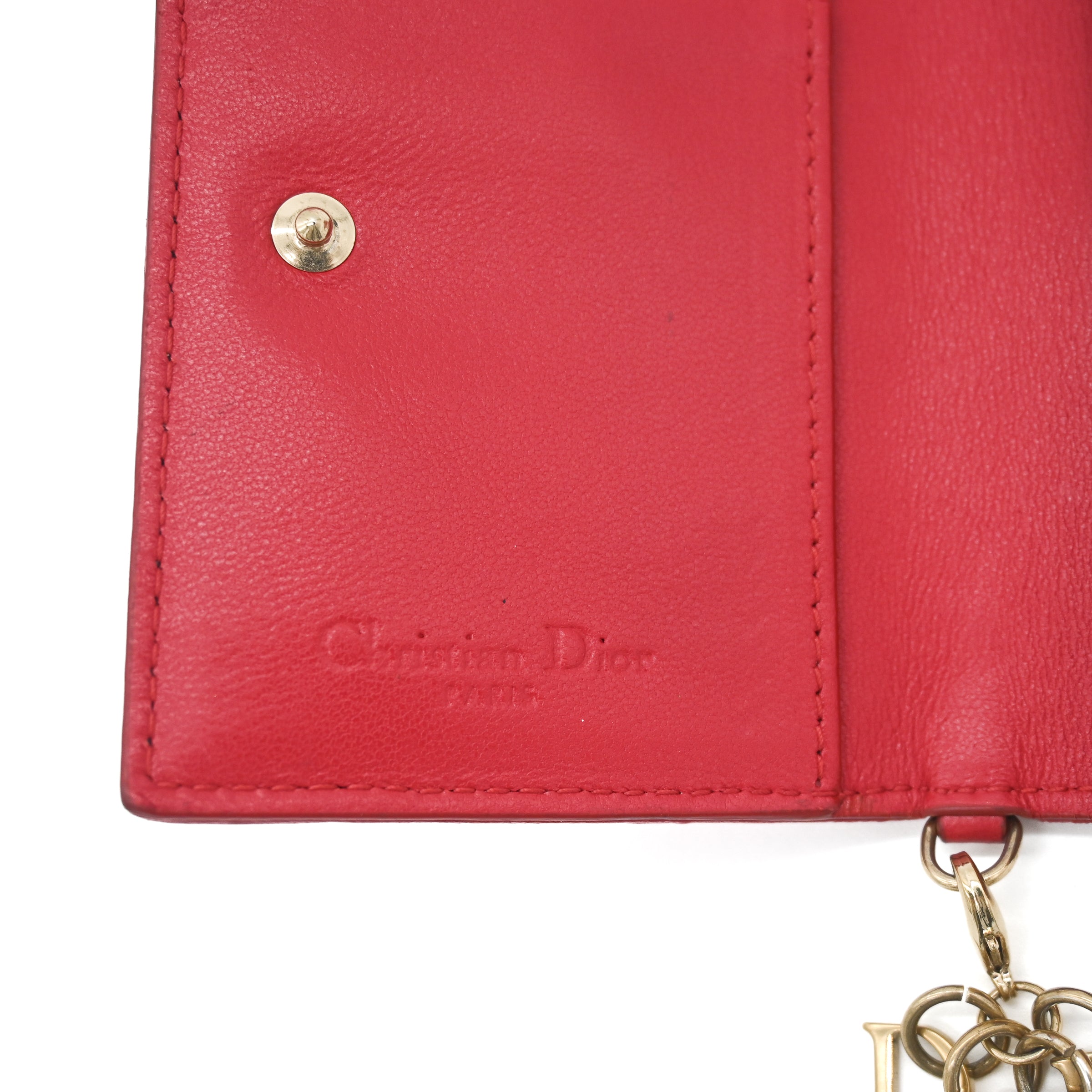 Dior Mini Lady Dior Gardenia Wallet in Red