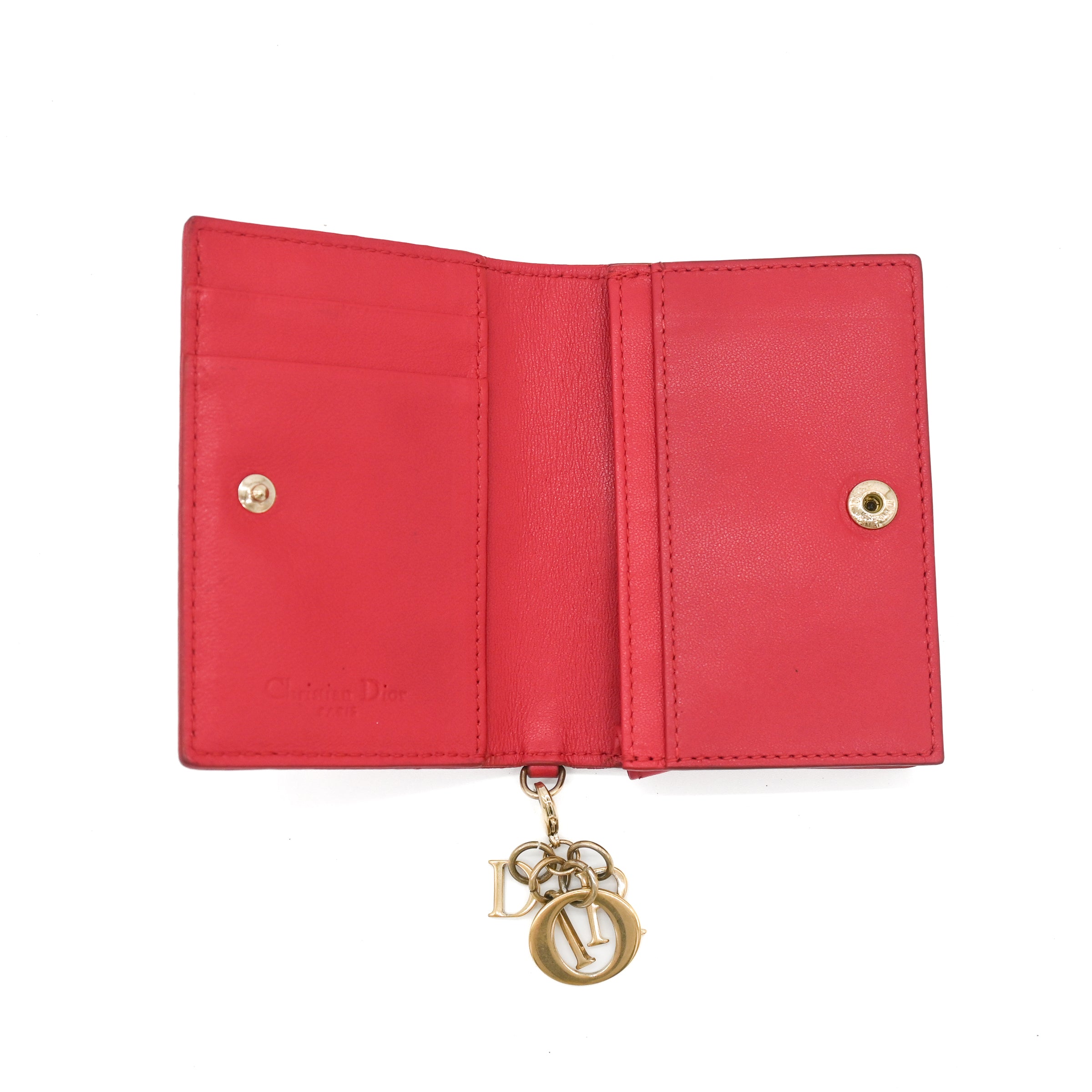 Dior Mini Lady Dior Gardenia Wallet in Red