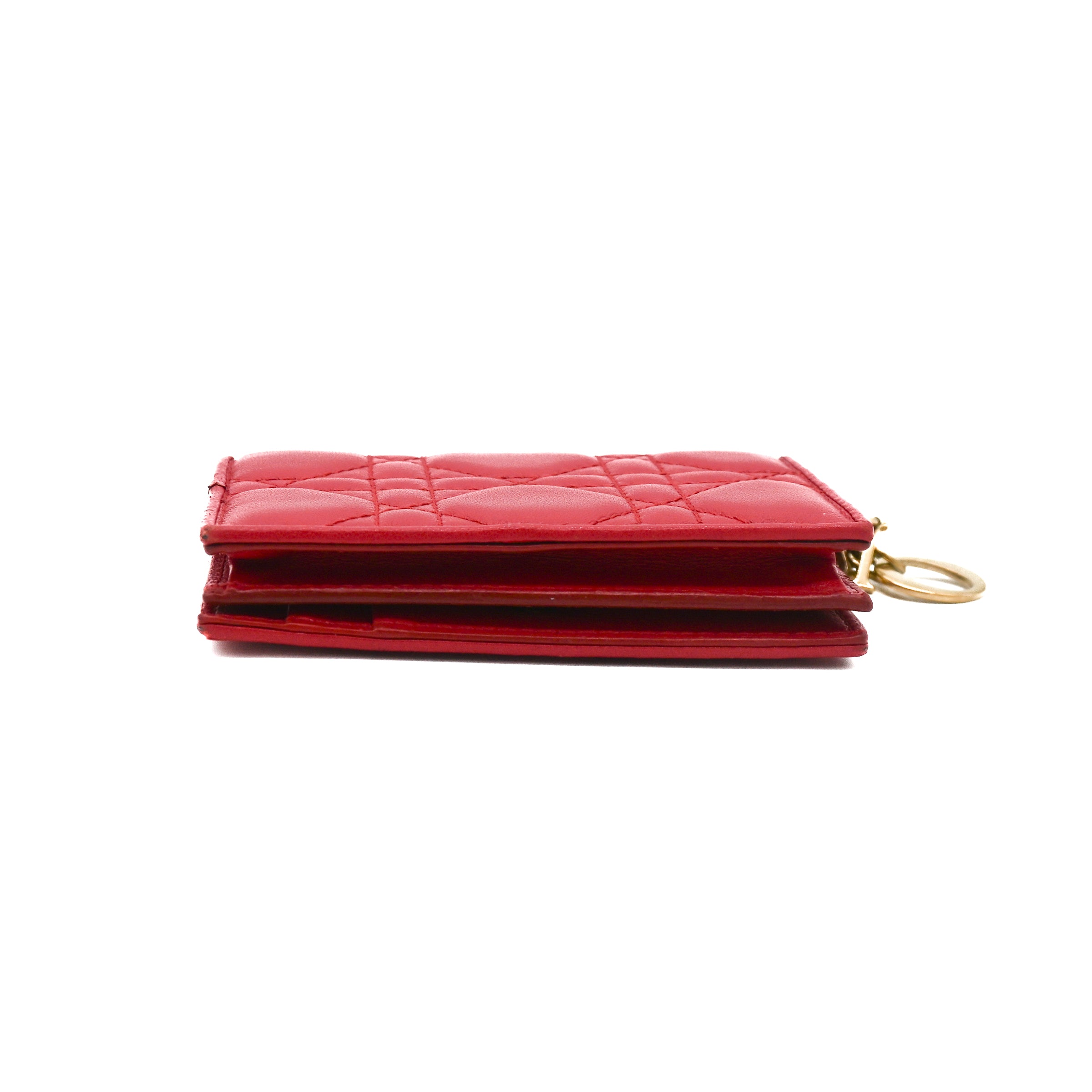 Dior Mini Lady Dior Gardenia Wallet in Red