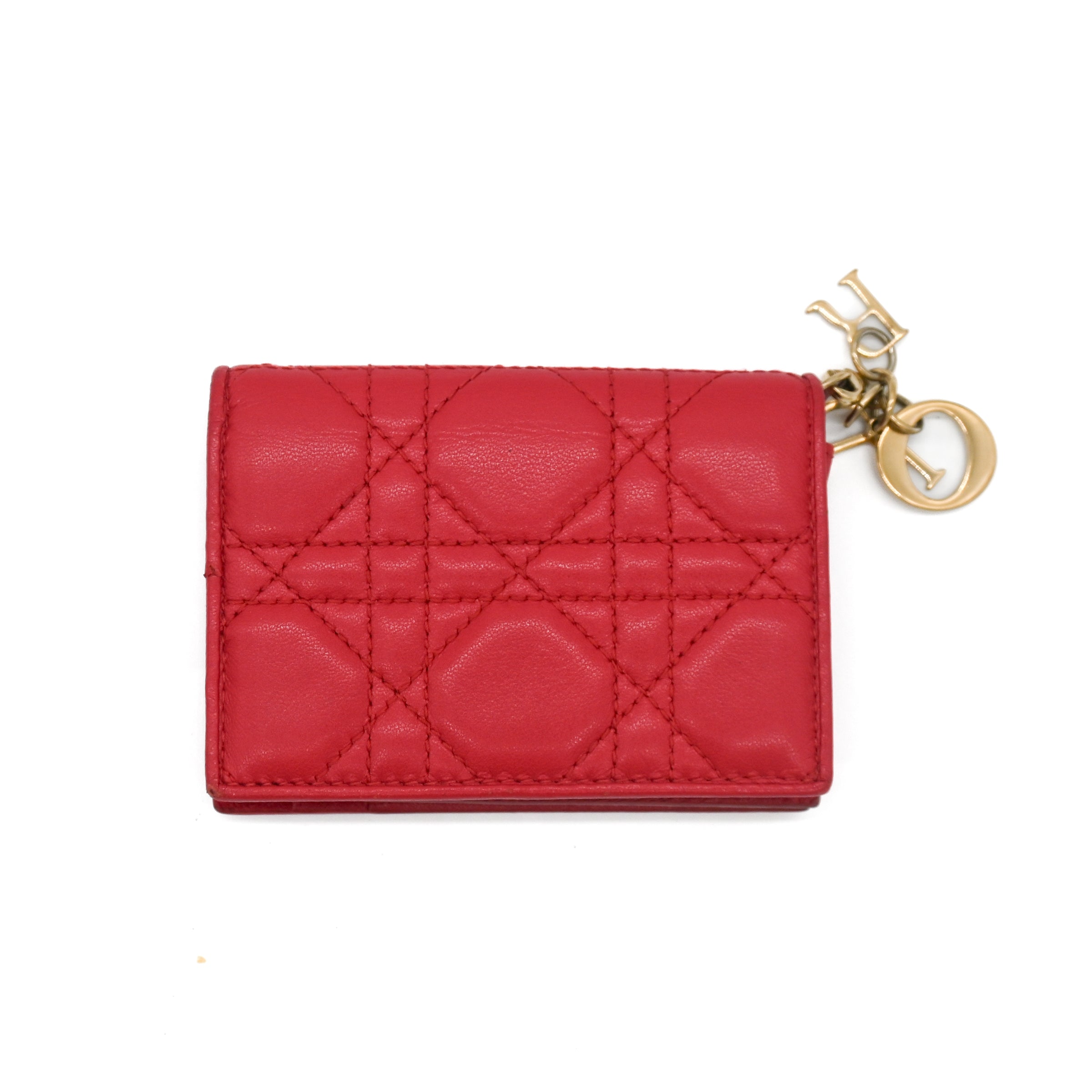 Dior Mini Lady Dior Gardenia Wallet in Red