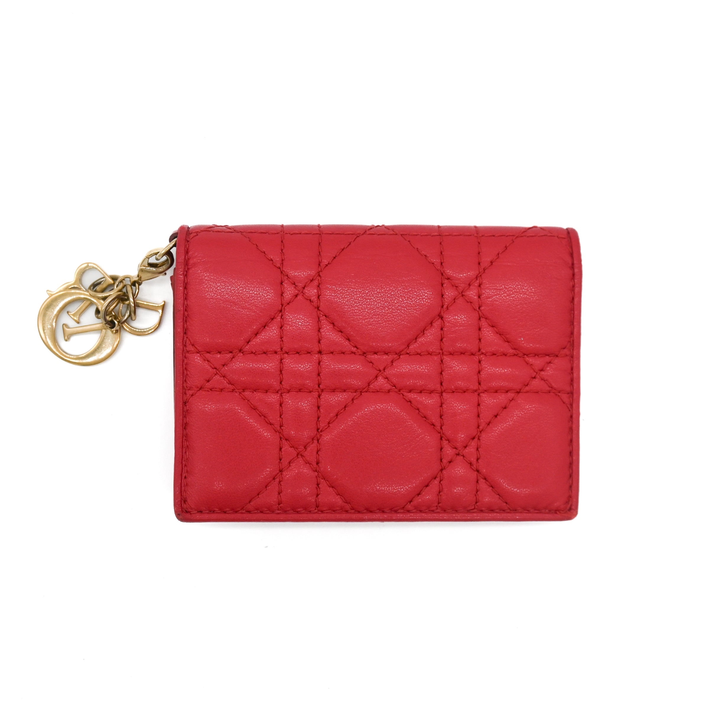 Dior Mini Lady Dior Gardenia Wallet in Red