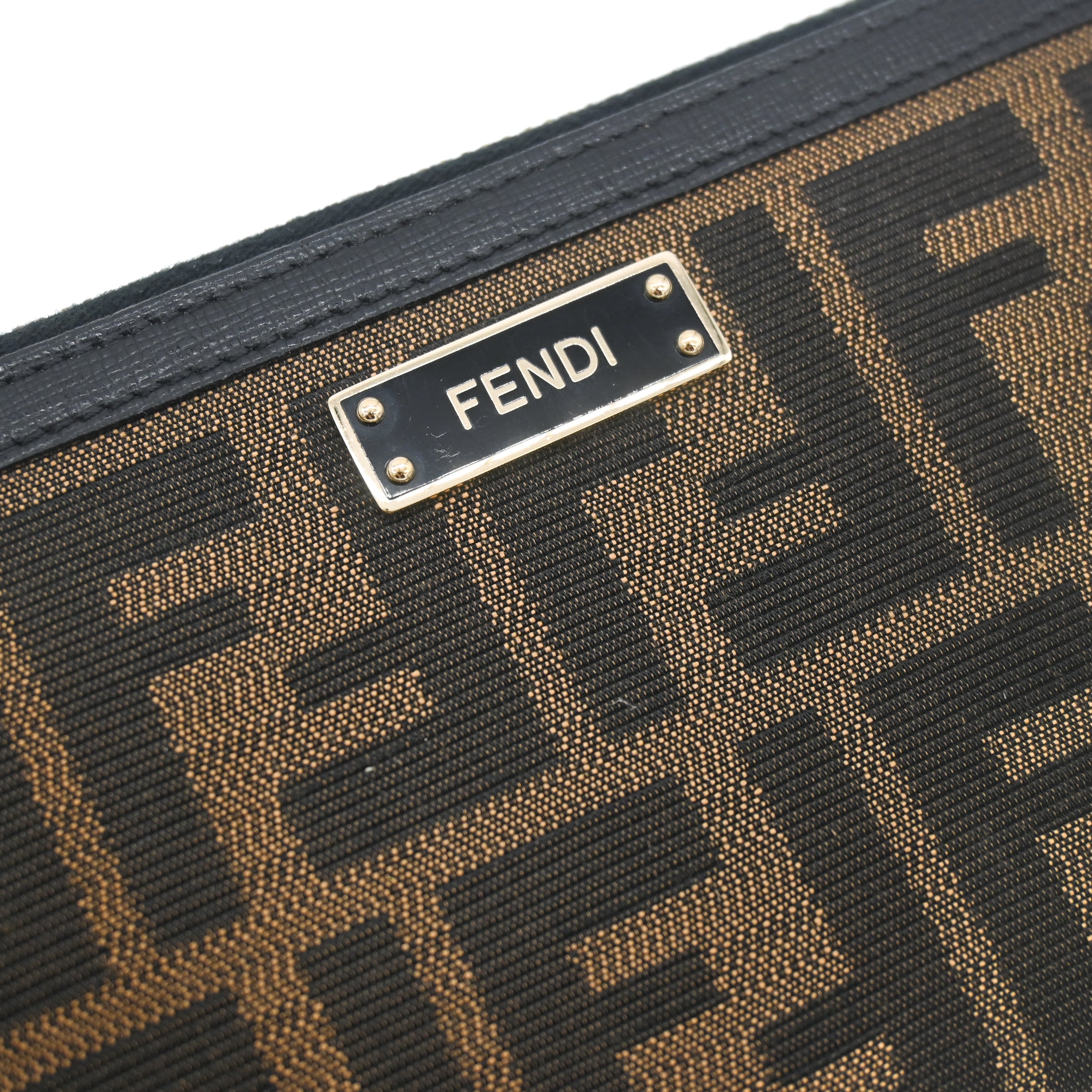 Fendi Brown/Black Zucca Canvas and Leather Zip Around Wallet