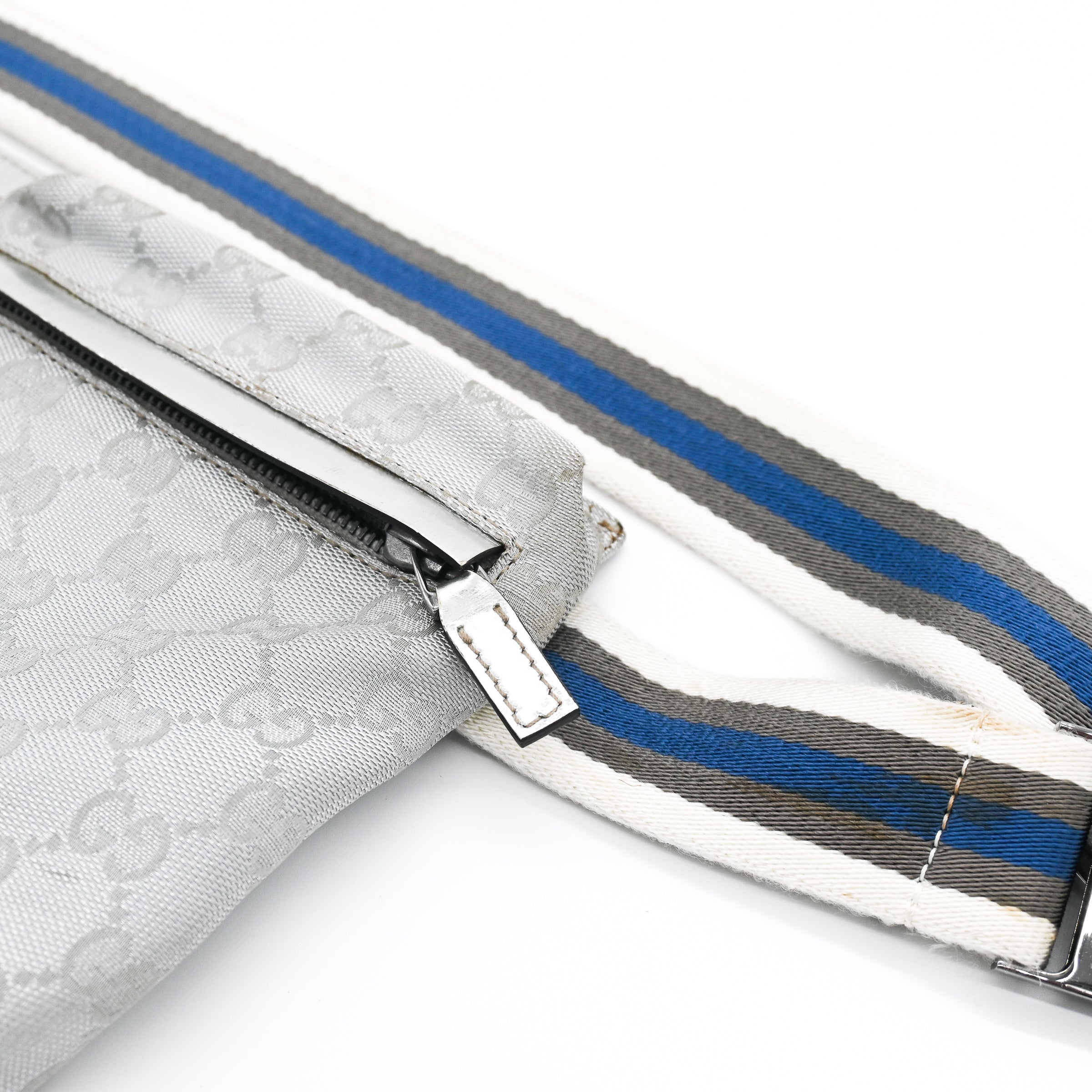 Gucci Monogram Web Belt Bag in Silver