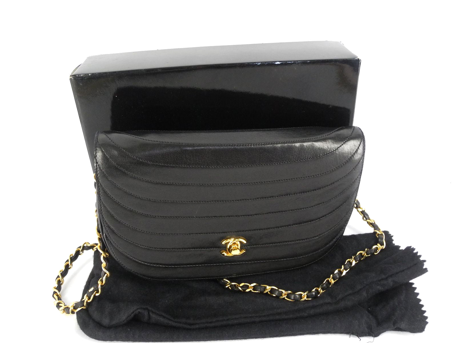 CHANEL Chanel Half Moon Black Lambskin Bag - Vault 55