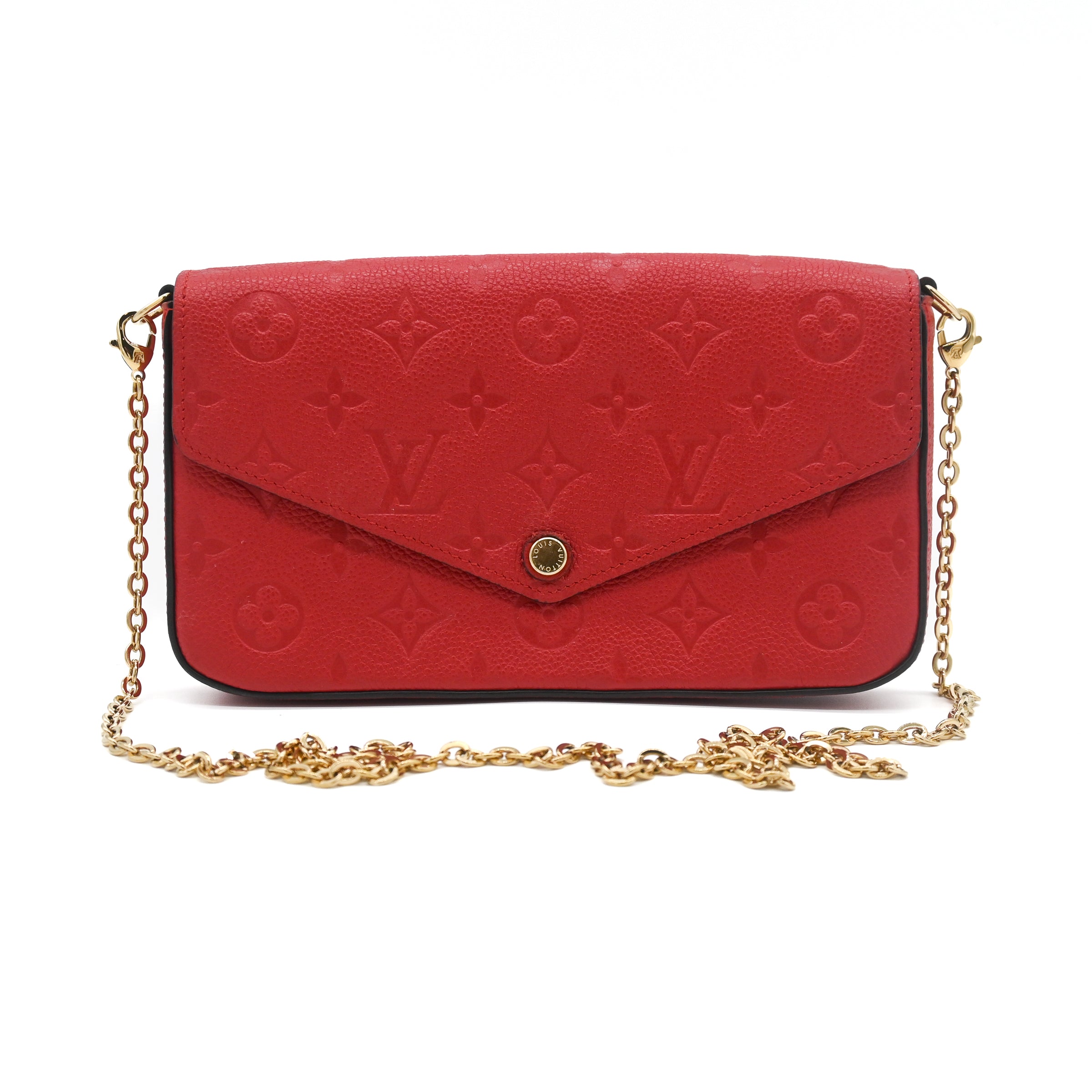 Louis Vuitton Red Monogram Empreinte Pochette Felicie Crossbody Bag