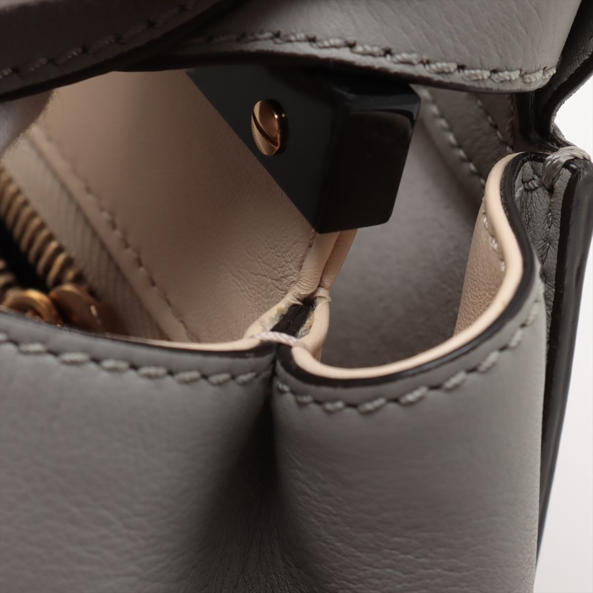 Fendi Peekaboo Regular 2-Way Bag in Grey with Tortoiseshell Accents - Vault 55 | Preowned Designer Handbags