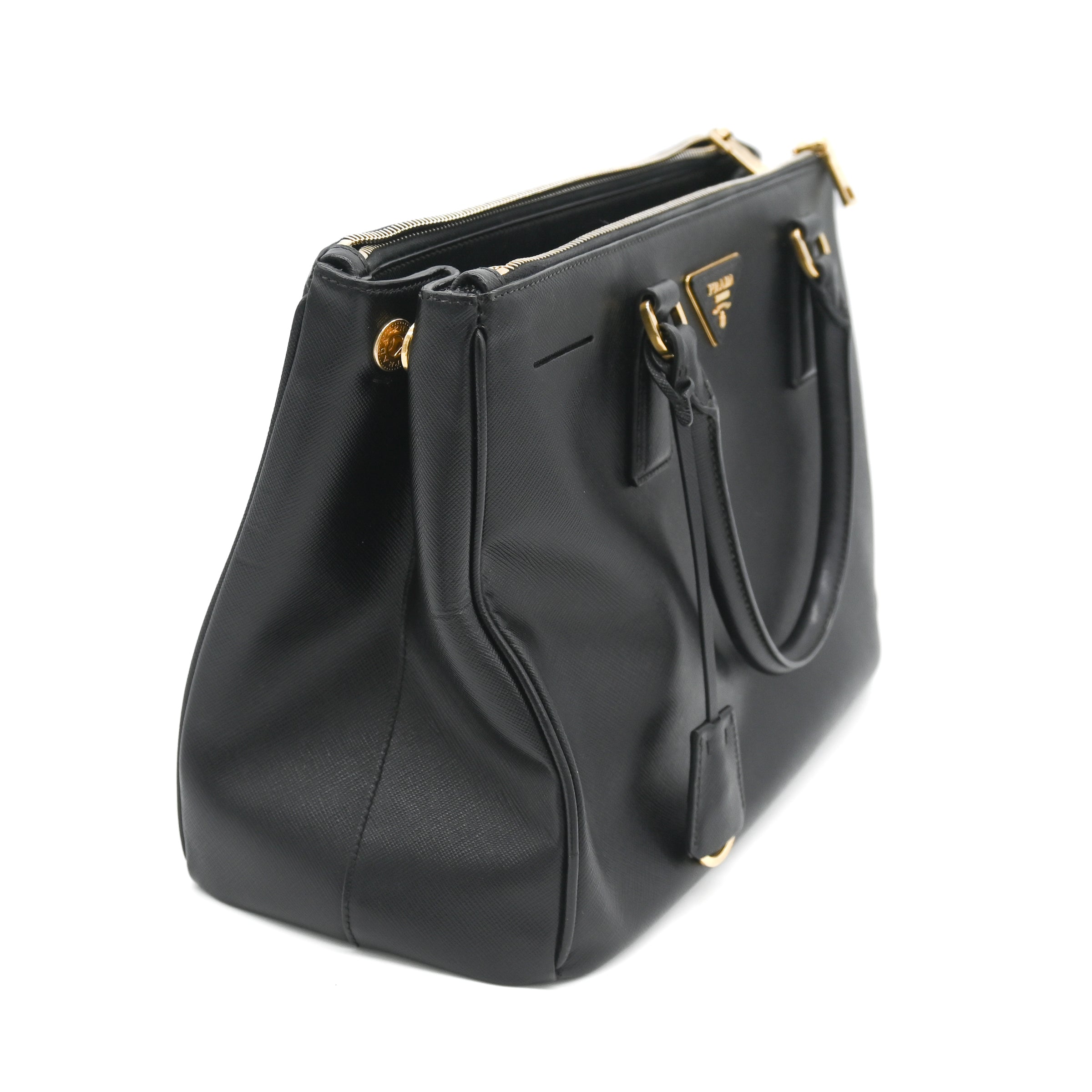 Prada Large Galleria Saffiano Leather Top Handle Bag Black