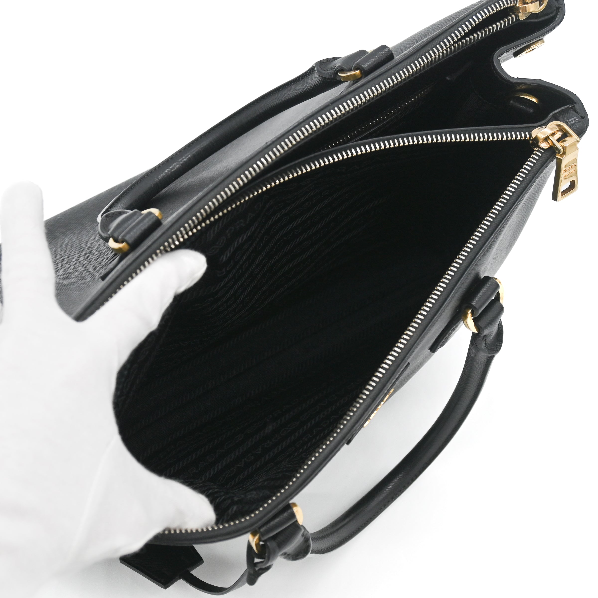 Prada Large Galleria Saffiano Leather Top Handle Bag Black