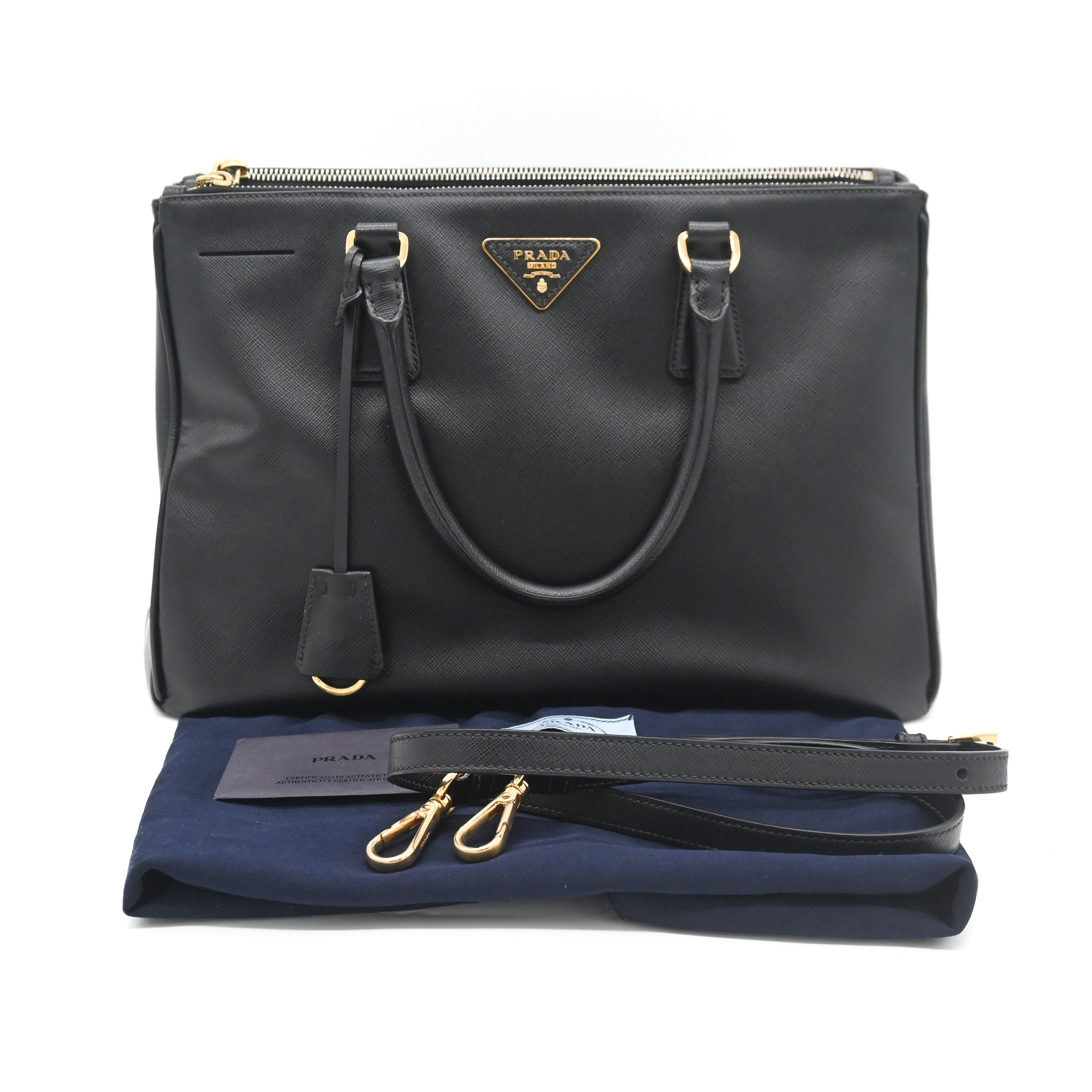 Prada Large Galleria Saffiano Leather Top Handle Bag Black