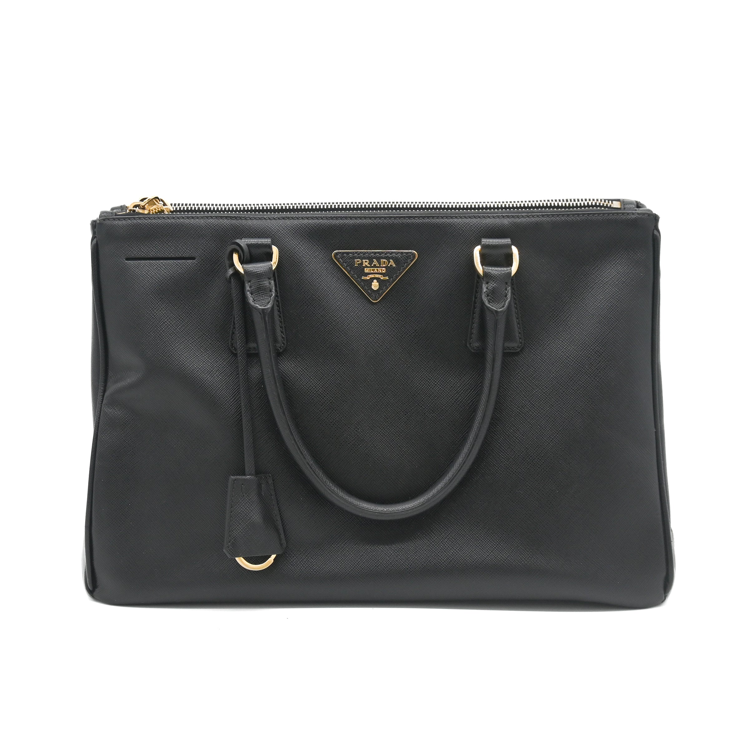 Prada Large Galleria Saffiano Leather Top Handle Bag Black