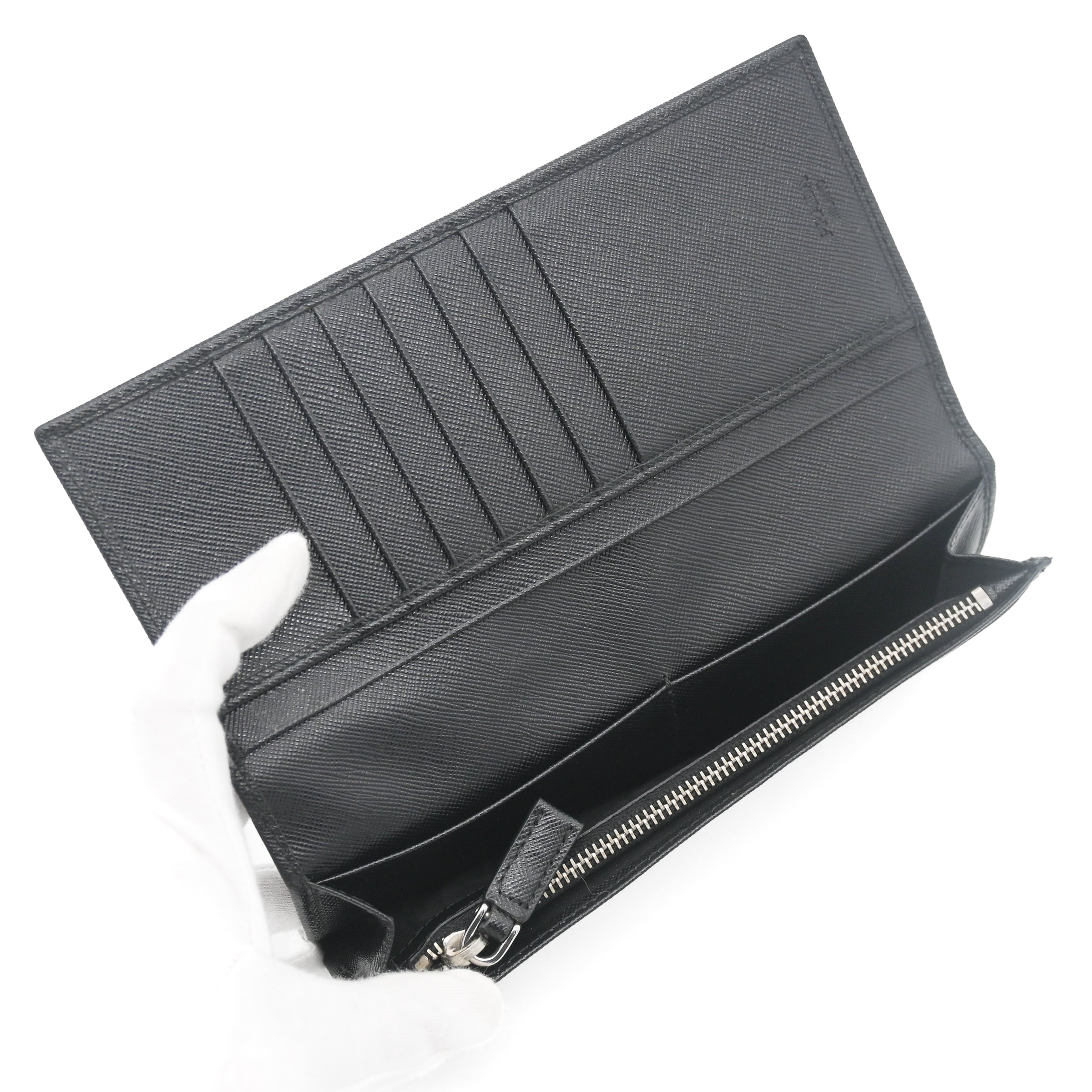 Prada Black Saffiano Leather Long Wallet