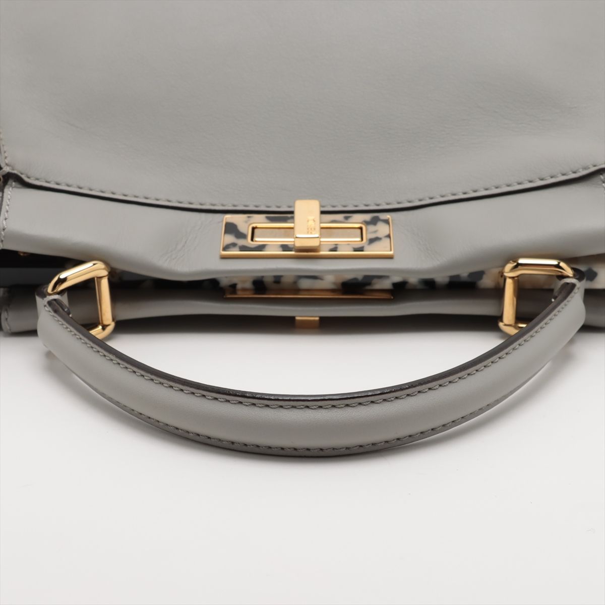 Fendi Peekaboo Regular 2-Way Bag in Grey with Tortoiseshell Accents - Vault 55 | Preowned Designer Handbags