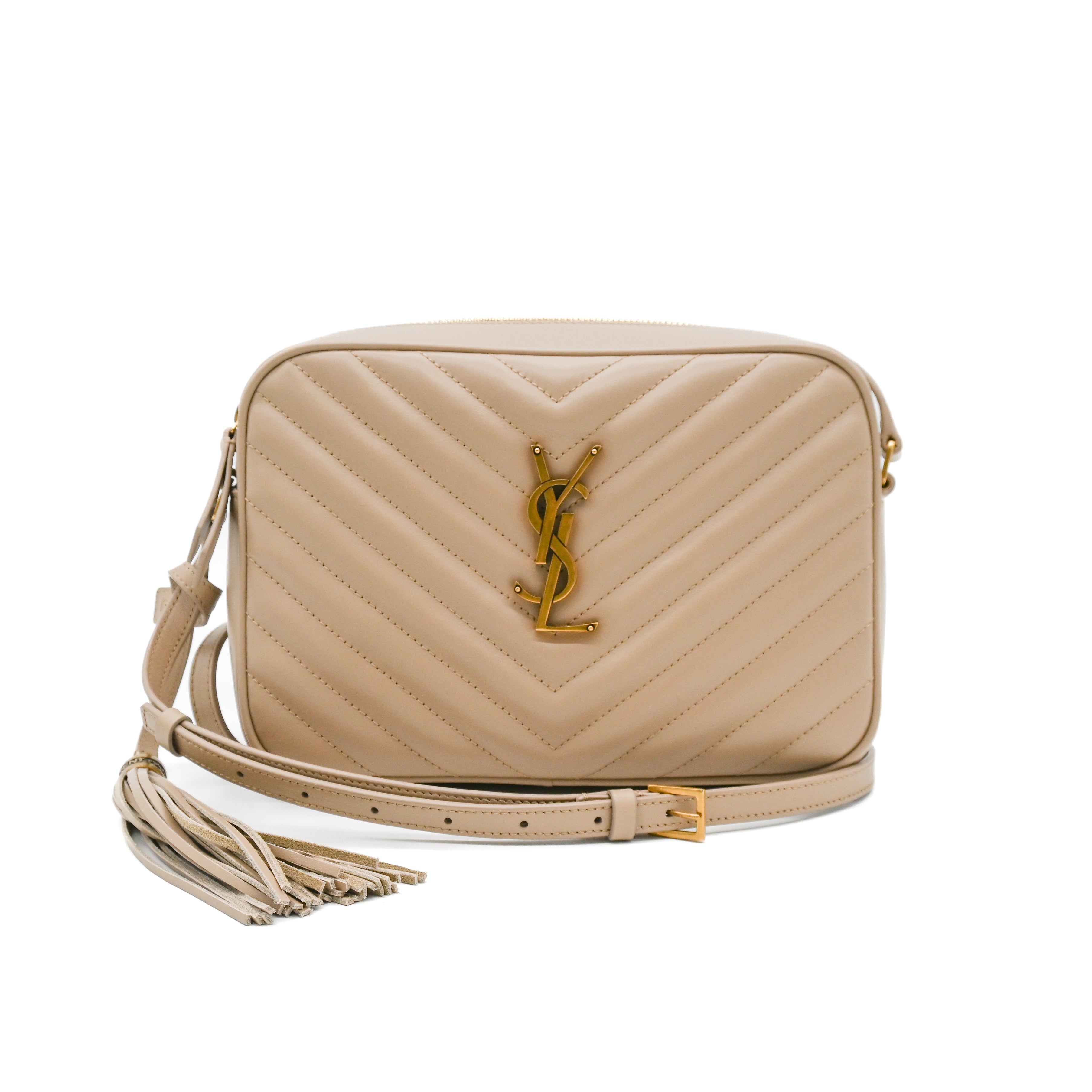 Saint Laurent Medium Lou Matelassé Crossbody in Dark Beige