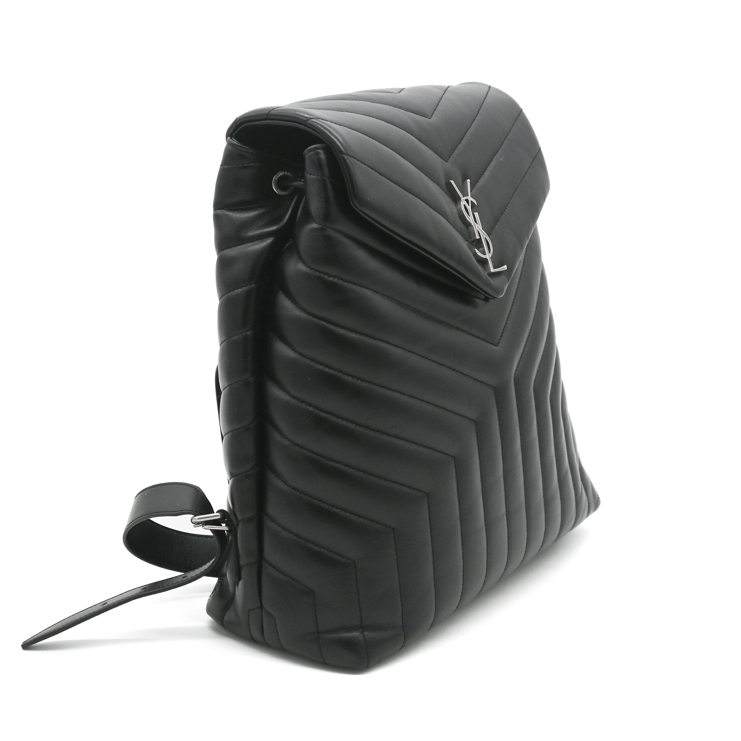 Saint Laurent LouLou Medium Backpack in Black Calfskin