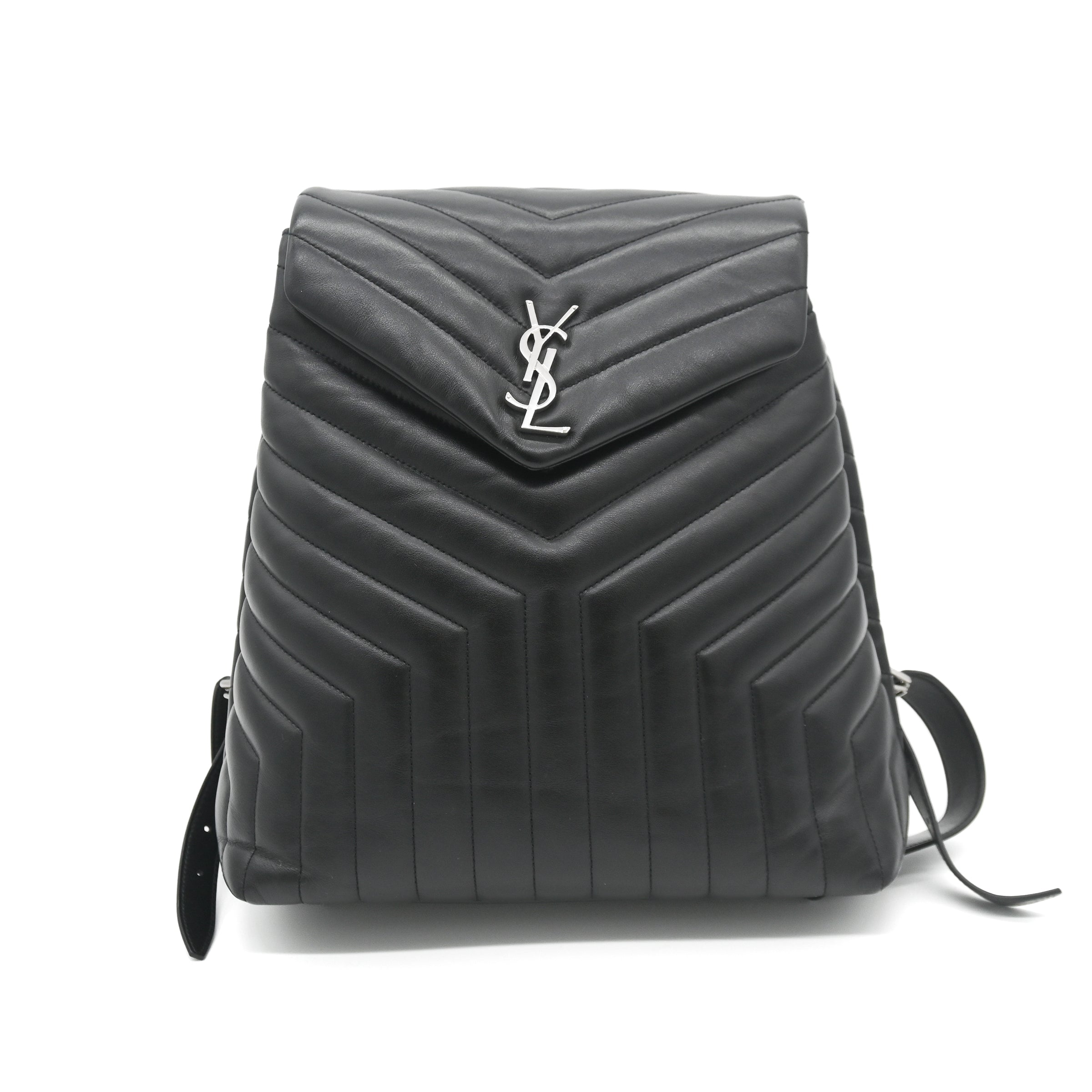 Saint Laurent LouLou Medium Backpack in Black Calfskin