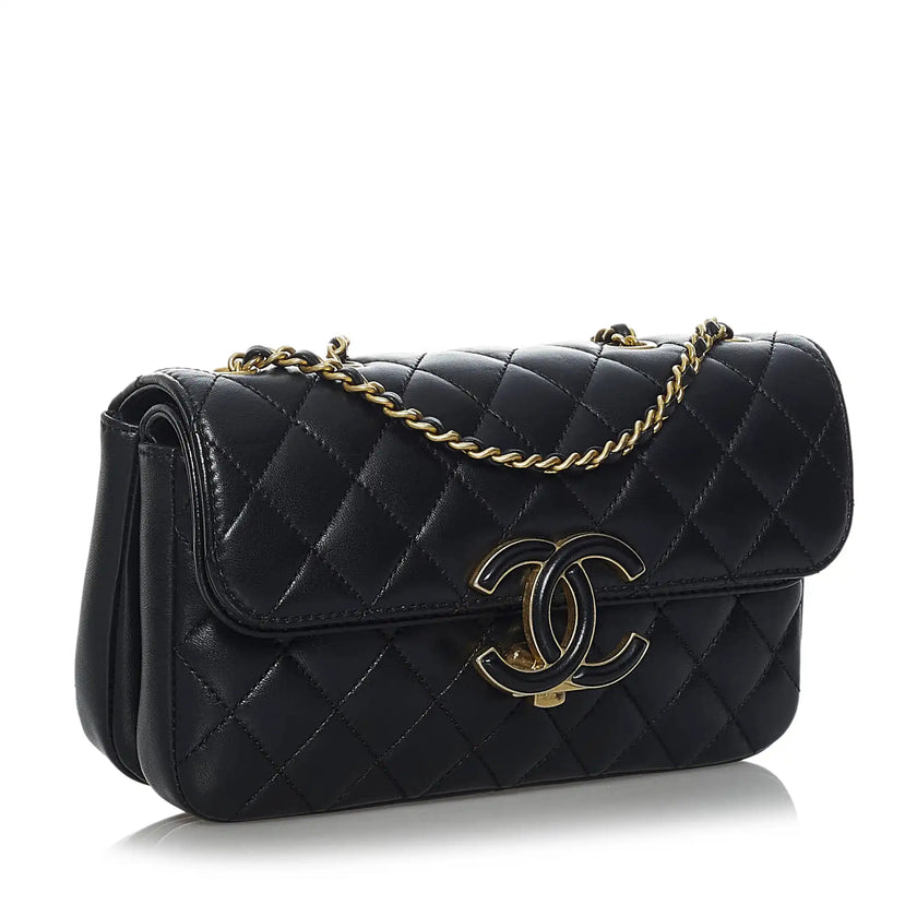 Exclusive CHANEL 21A Black Caviar Quilted Mini Medallion, SALE
