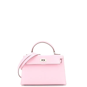 Hermes Kelly Mini II Bag Mauve Sylvestre Epsom with Palladium