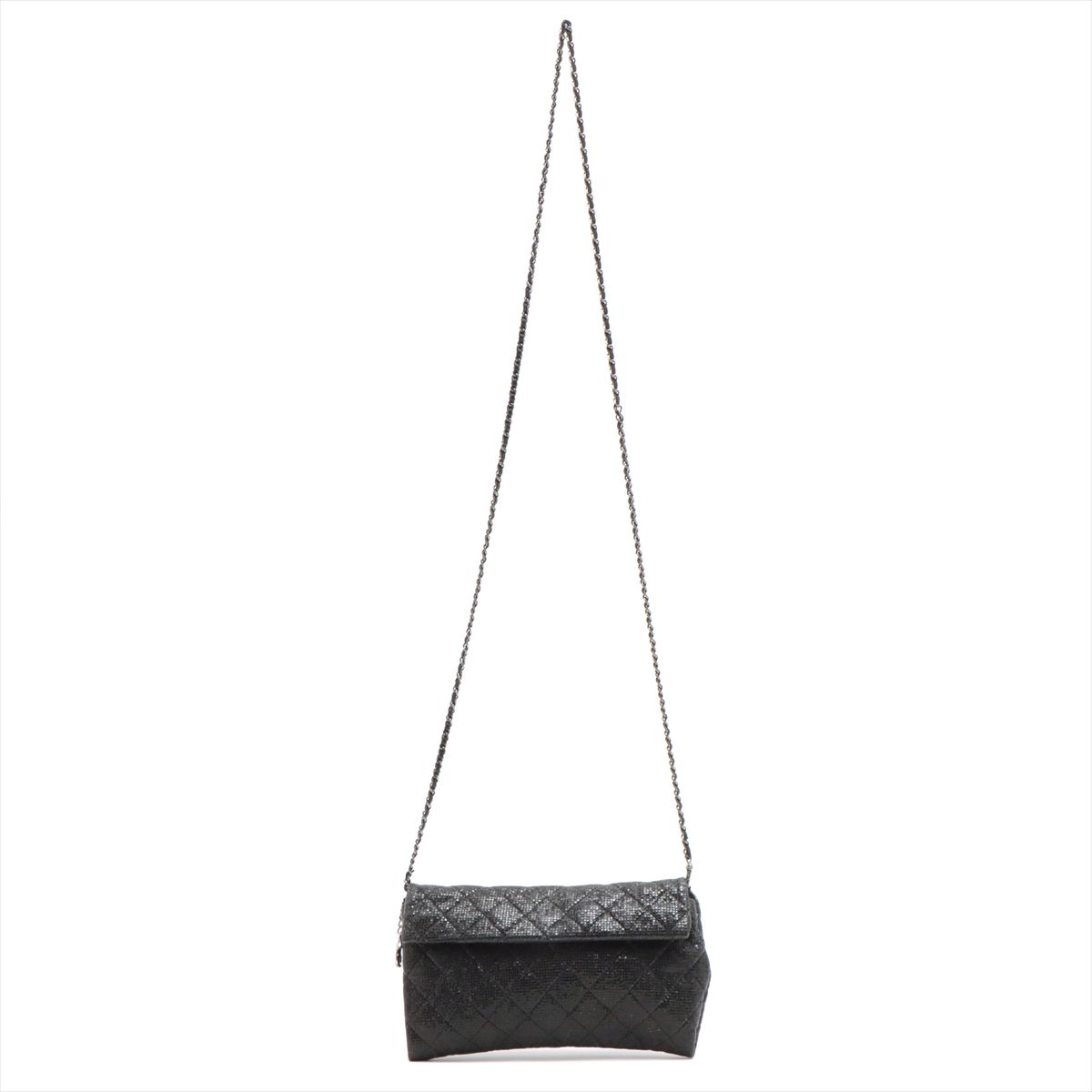 CHANEL Chanel Black Shimmer Foldover Crossbody Clutch - Vault 55