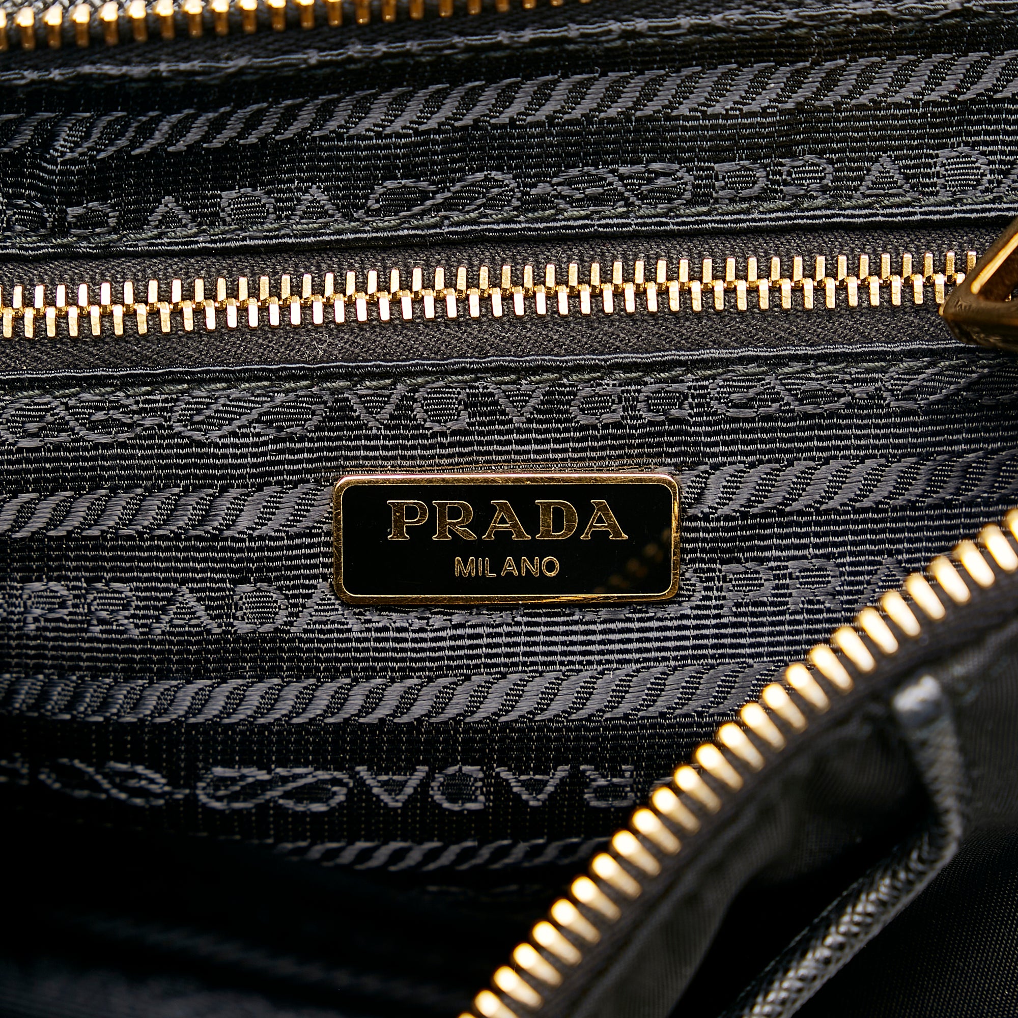 Prada Tessuto Nylon Saffiano Crossbody Bag Black with Gold – Vault 55