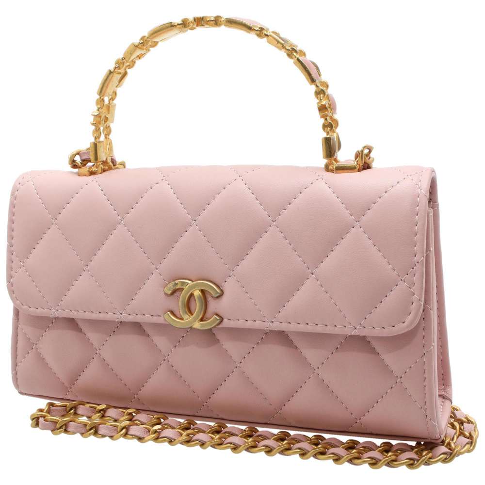 Timeless classique top handle leather crossbody bag Chanel Pink in Leather   34406194