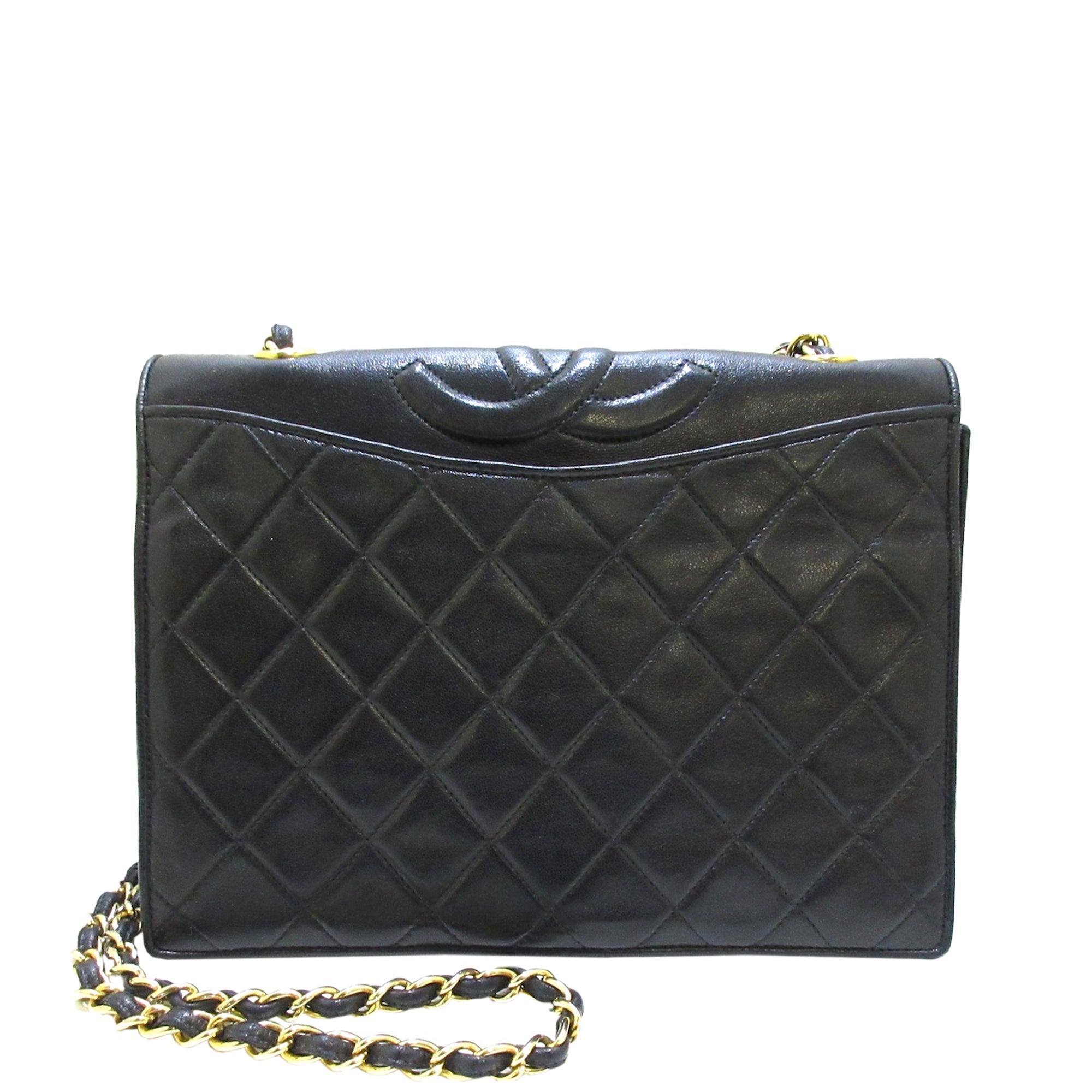 Chanel Vintage Timeless Matelasse Lambskin Chain Crossbody Bag in Black