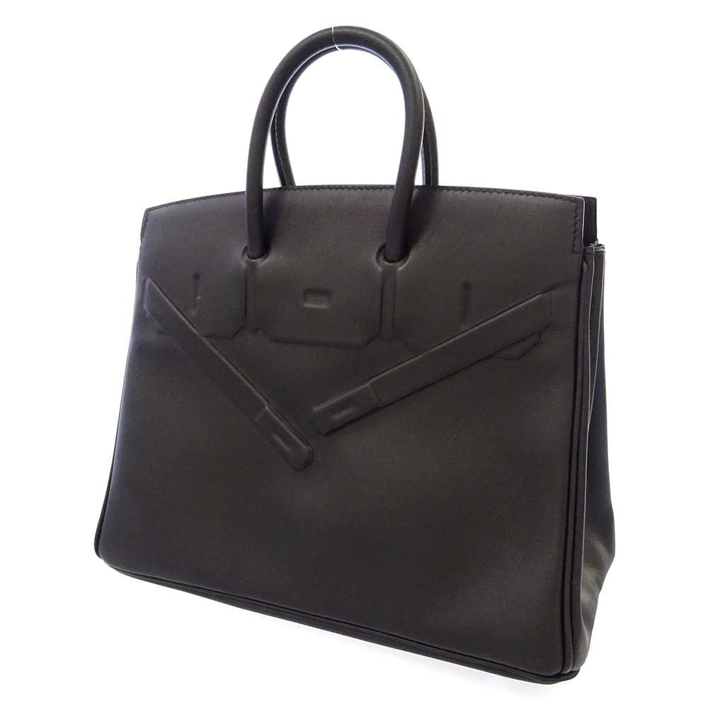 Hermes Hermès Birkin Limited Edition Shadow Size 25 Black Swift Leather - Vault 55