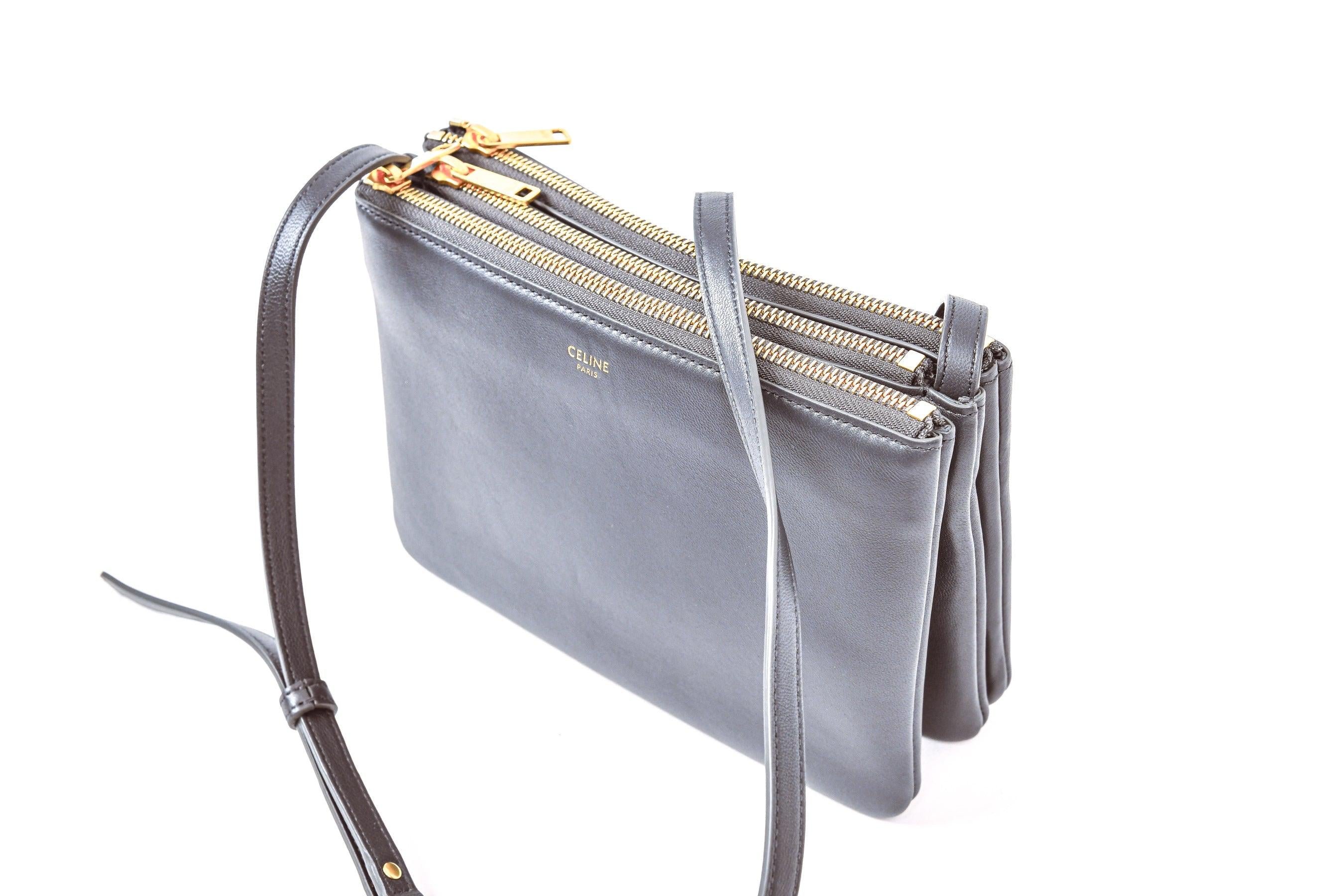 Celine Trio Crossbody Bag in Grey Vault 55