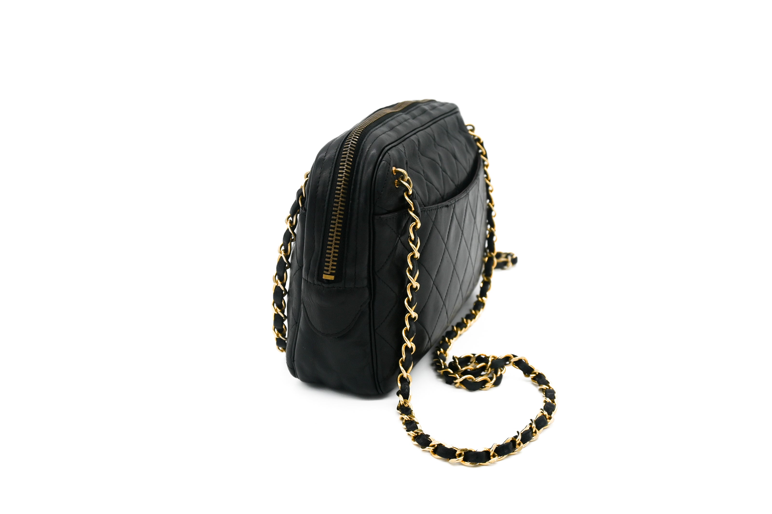 Chanel Black Chevron Lambskin Pocket Camera Bag Medium Q6BAMQ1IK7139