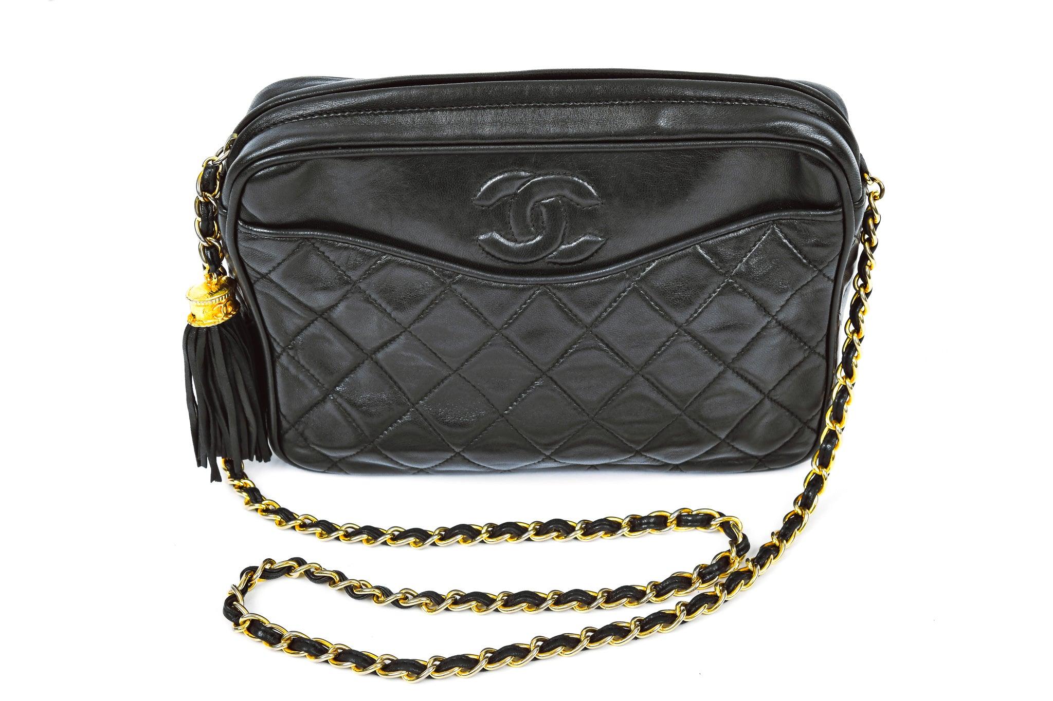 Chanel Vintage bijou chain vertical stripe fringe camera bag