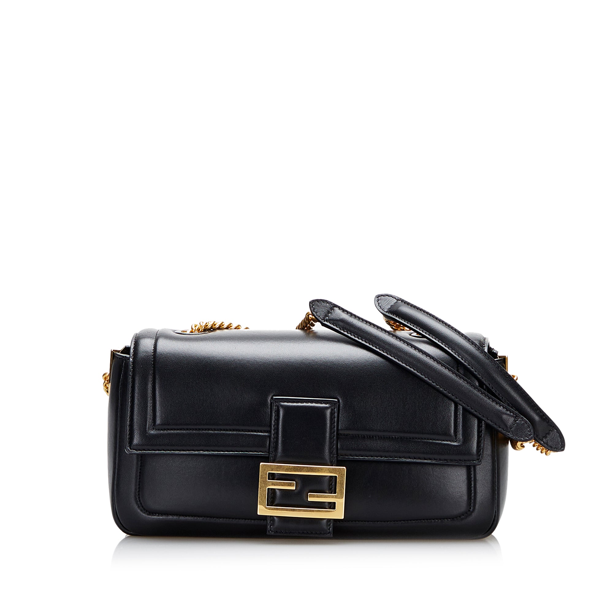 Baguette Chain Large - Black nappa leather bag