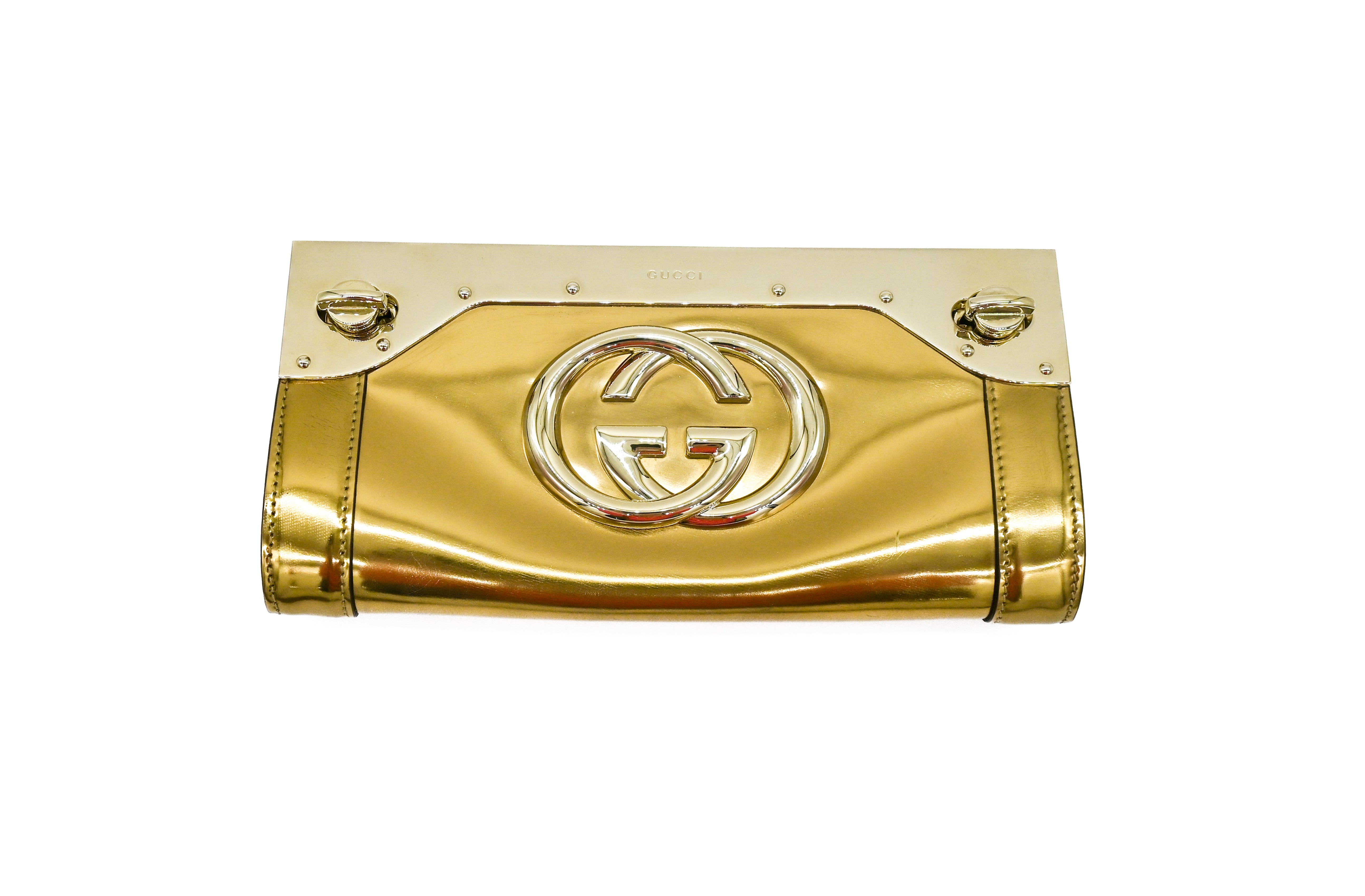 GUCCI Gucci Starlight Gold Metallic Interlocking GG Clutch - Vault 55