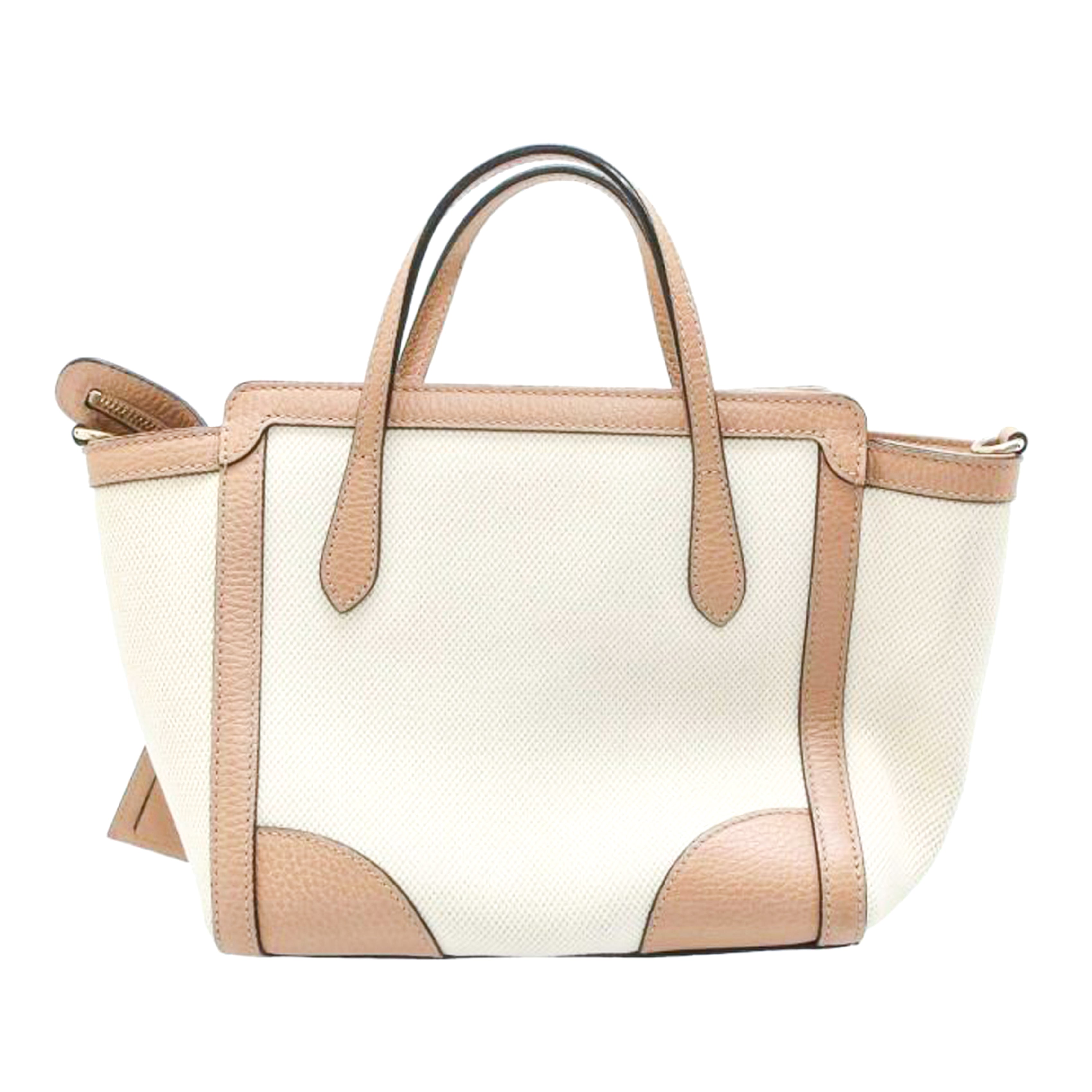 GUCCI Gucci Swing Tote Bag in Cream Canvas and Brown Leather - Vault 55