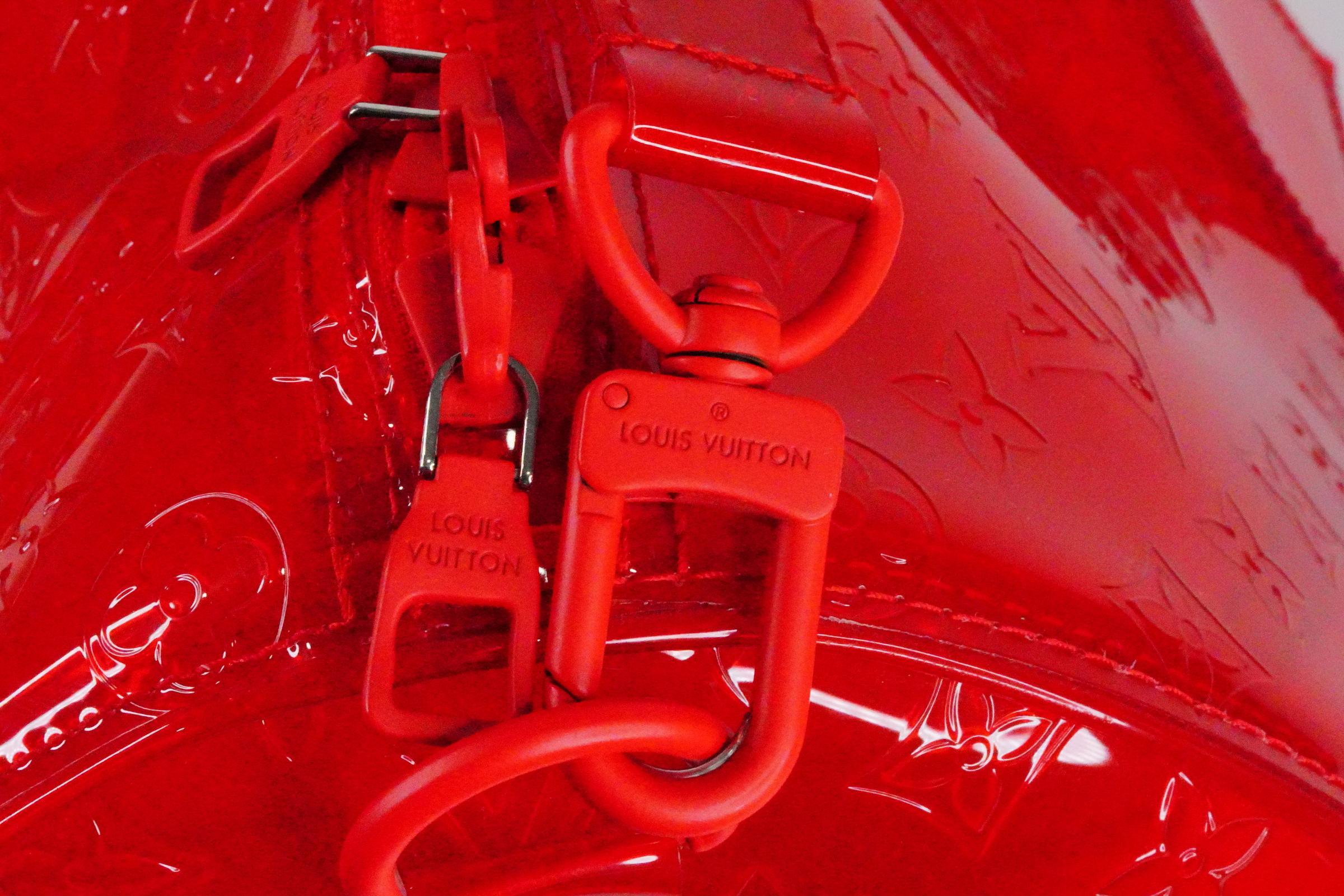 Keepall Clear SS19 Virgil Abloh Bandouliere 50 Red PVC