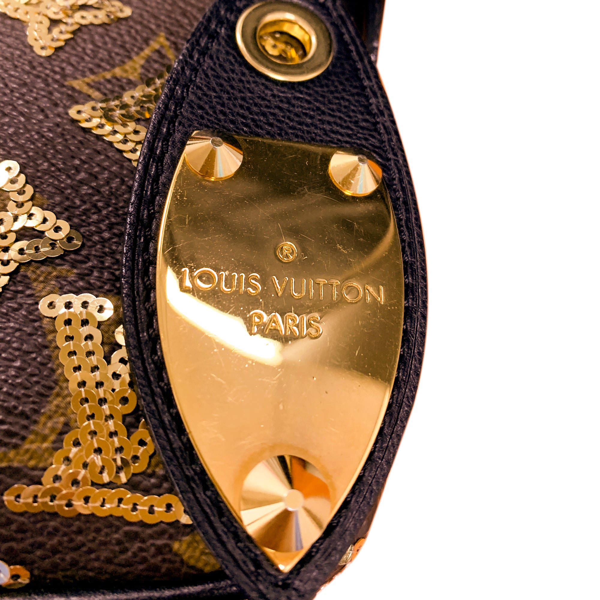 LOUIS VUITTON Monogram Sequins Eclipse Pochette Gold 82403