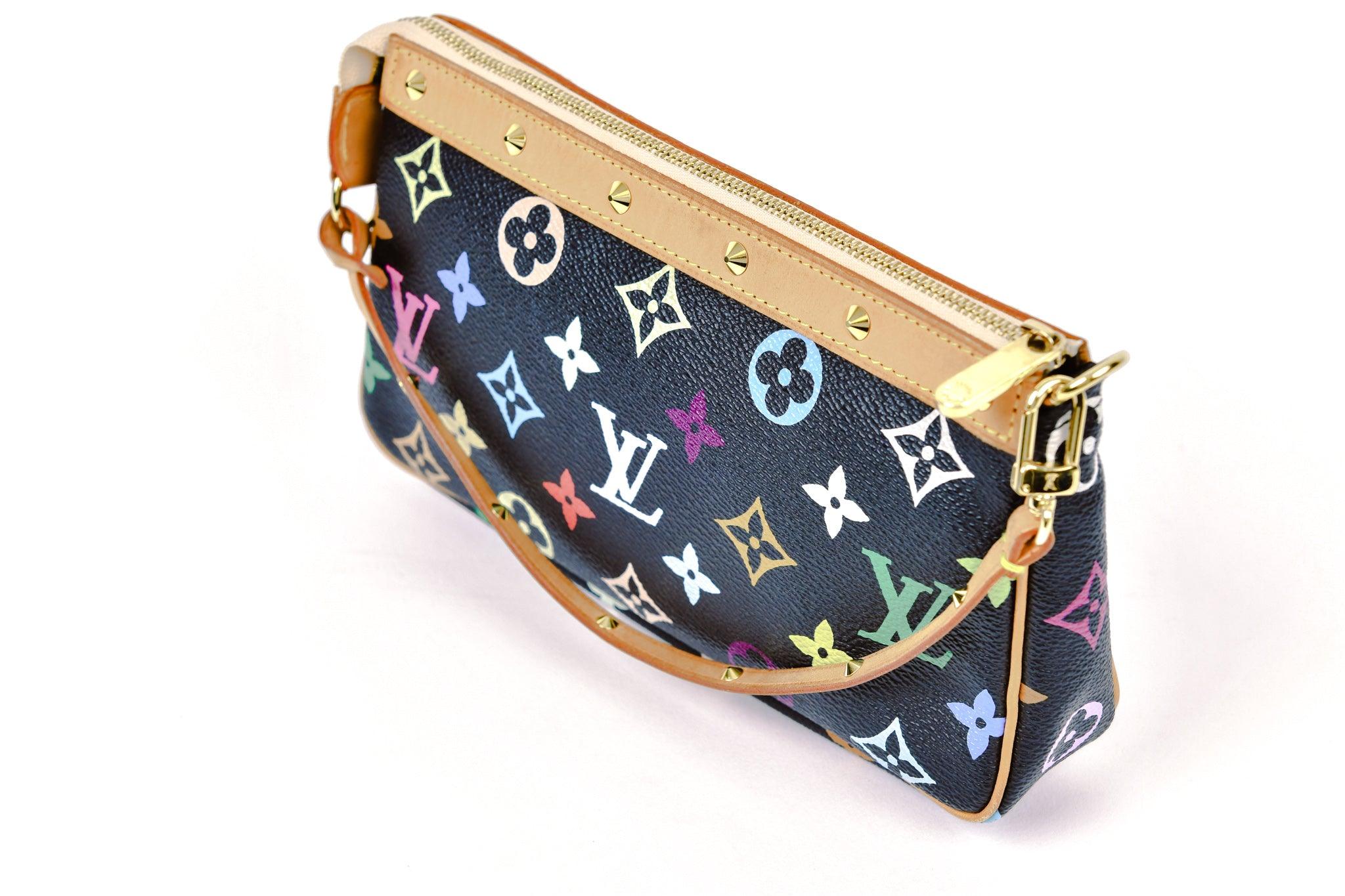 Louis Vuitton, Bags, Louis Vuitton X Takashi Murakami Pochette Black  Multicolor Lv Monogram Handbag