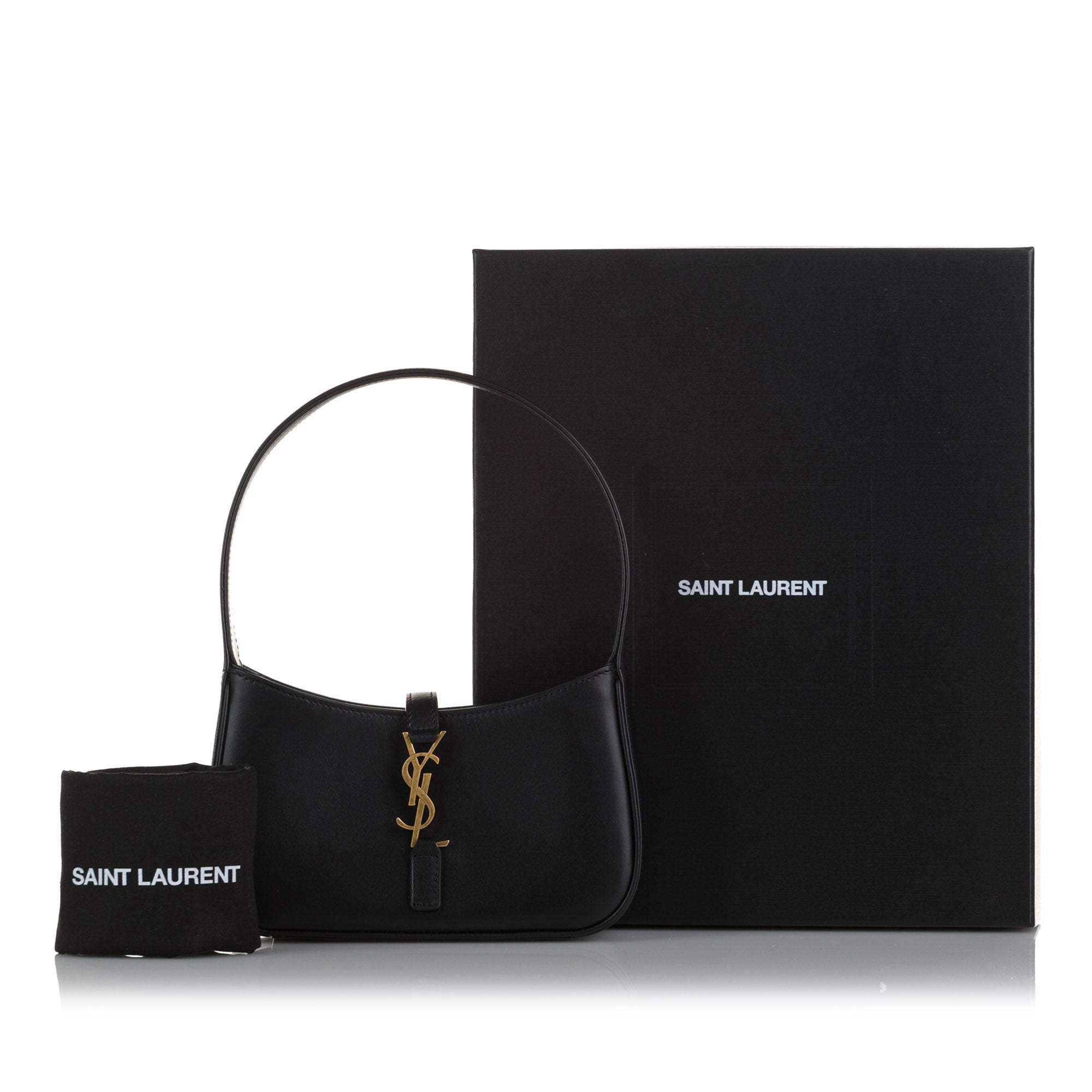SAINT LAURENT Saint Laurent Hobo Le 5 à 7 In Smooth Black Calfskin Leather Shoulder Bag - Vault 55