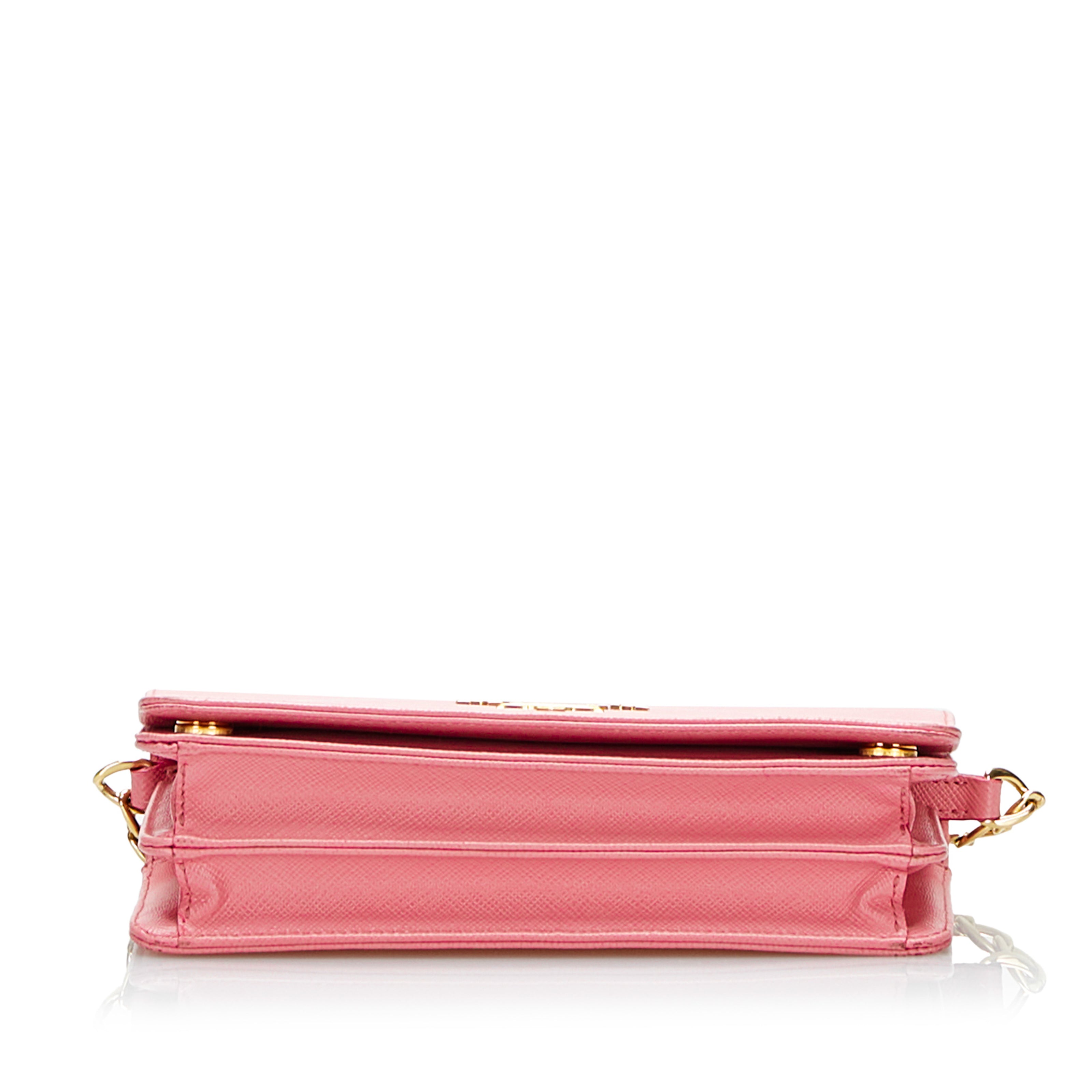 Fall In Love With the Prada Pink Leather Wallet on Chain