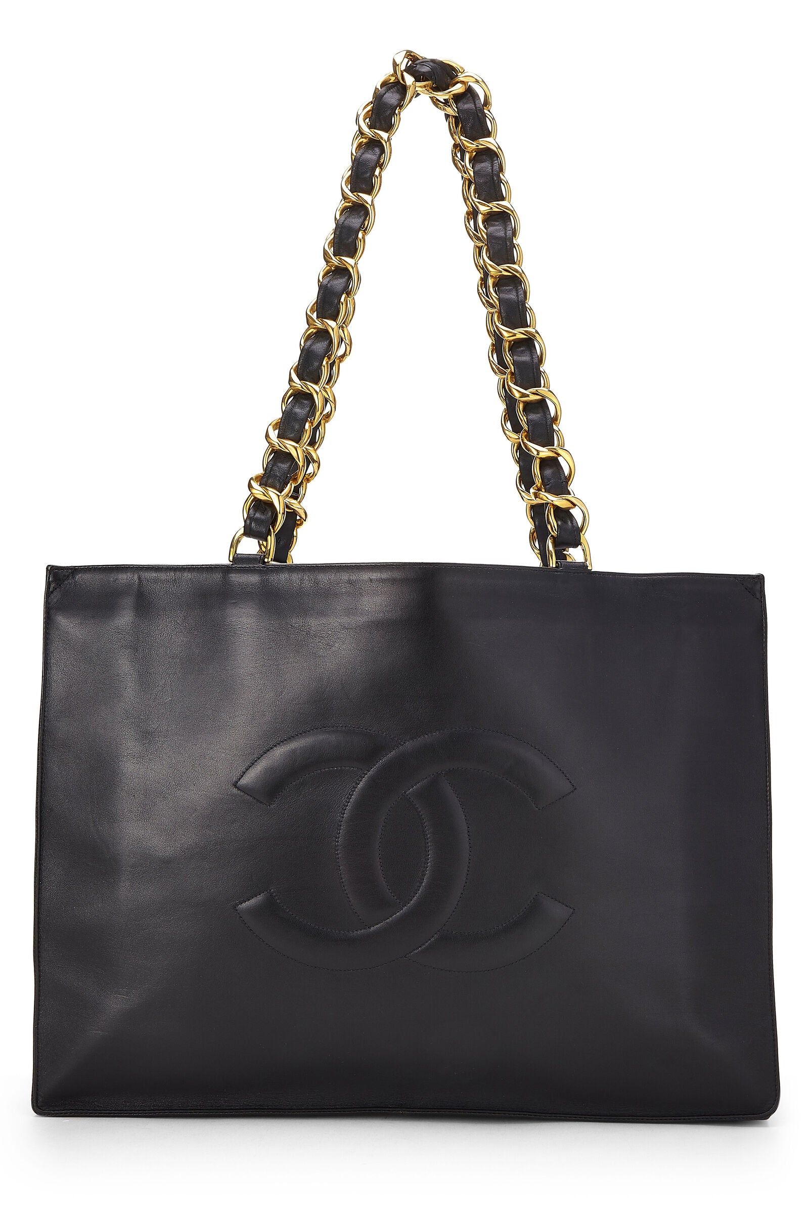 Chanel Black Vintage Lambskin Shopping Bag Tote 24K GHW