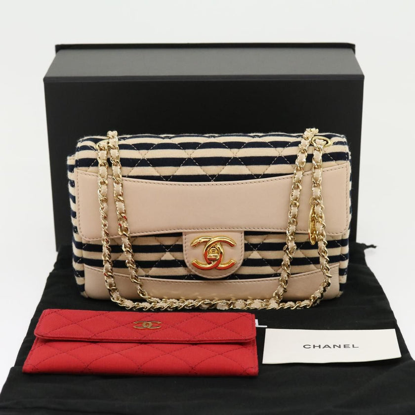 Chanel Rare Stripe Jersey Quilted Small Coco Sailor Flap Beige Navy – Vault  55